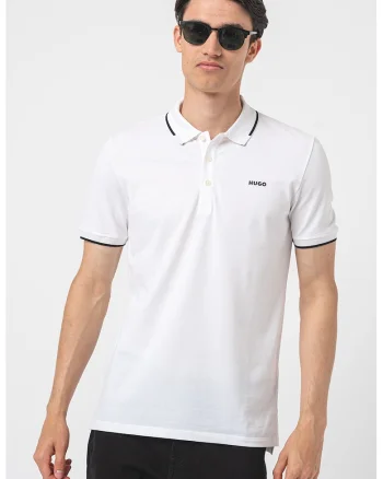 Tricou polo slim fit Dinoso, Alb optic