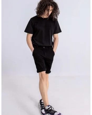 Bermude unisex cu buzunare oblice, Negru