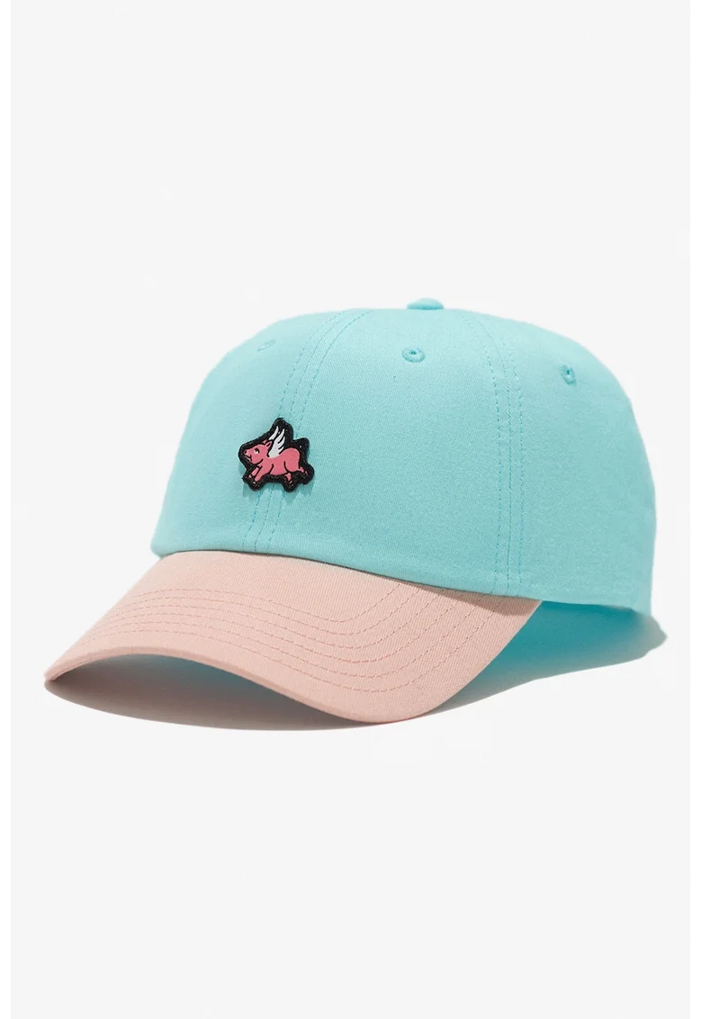 Sapca ajustabila unisex de bumbac, Albastru aquamarin/Piersica