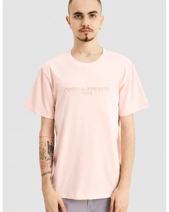 Tricou unisex cu text in relief, Roz pastel
