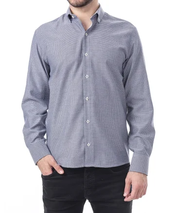 Camasa regular fit din amestec de bumbac, Alb/Negru