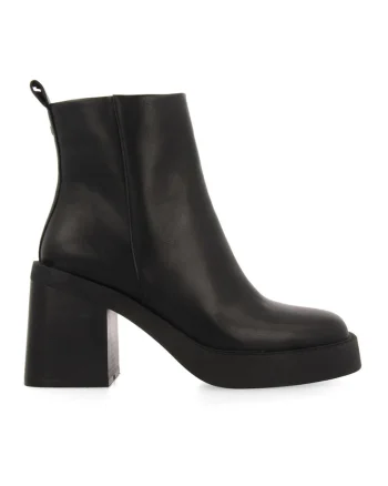 Botine de piele ecologica cu toc masiv Altrier, Negru
