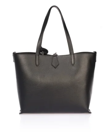 Geanta shopper de piele cu etui interior, Negru