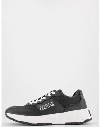 Pantofi sport din piele si material textil, Negru/Alb optic
