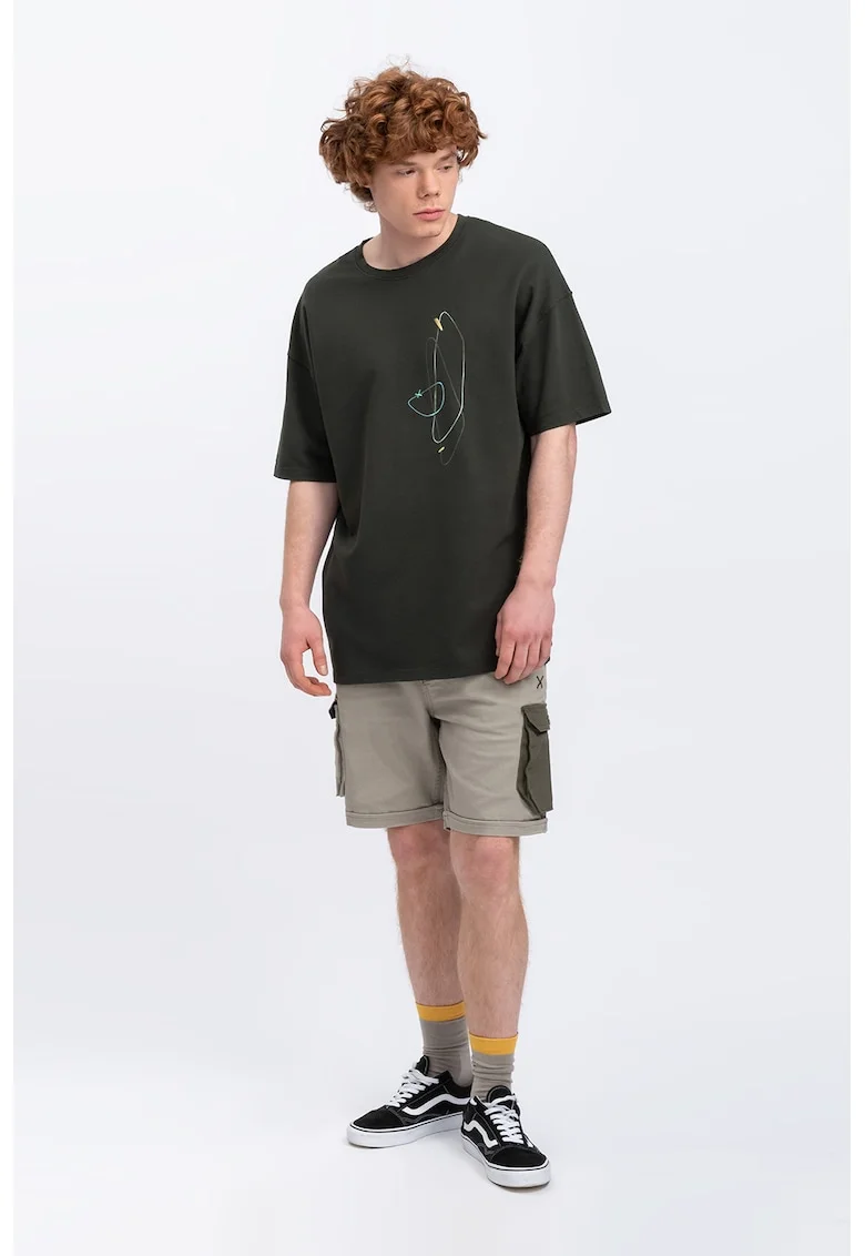 Tricou cu imprimeu abstract Plabo, Gri antracit
