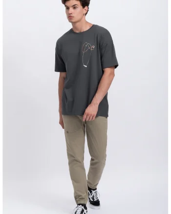 Tricou unisex cu imprimeu abstract Plabo, Gri carbune