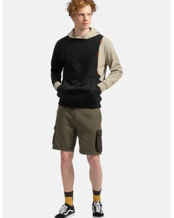 Hanorac unisex cu maneci contrastante, Negru/Grej