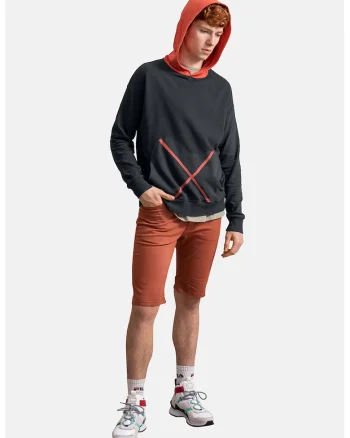 Hanorac unisex cu buzunar kangaroo, Coral/Gri antracit