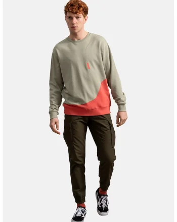 Bluza sport unisex cu model colorblock, Portocaliu mandarina/Grej