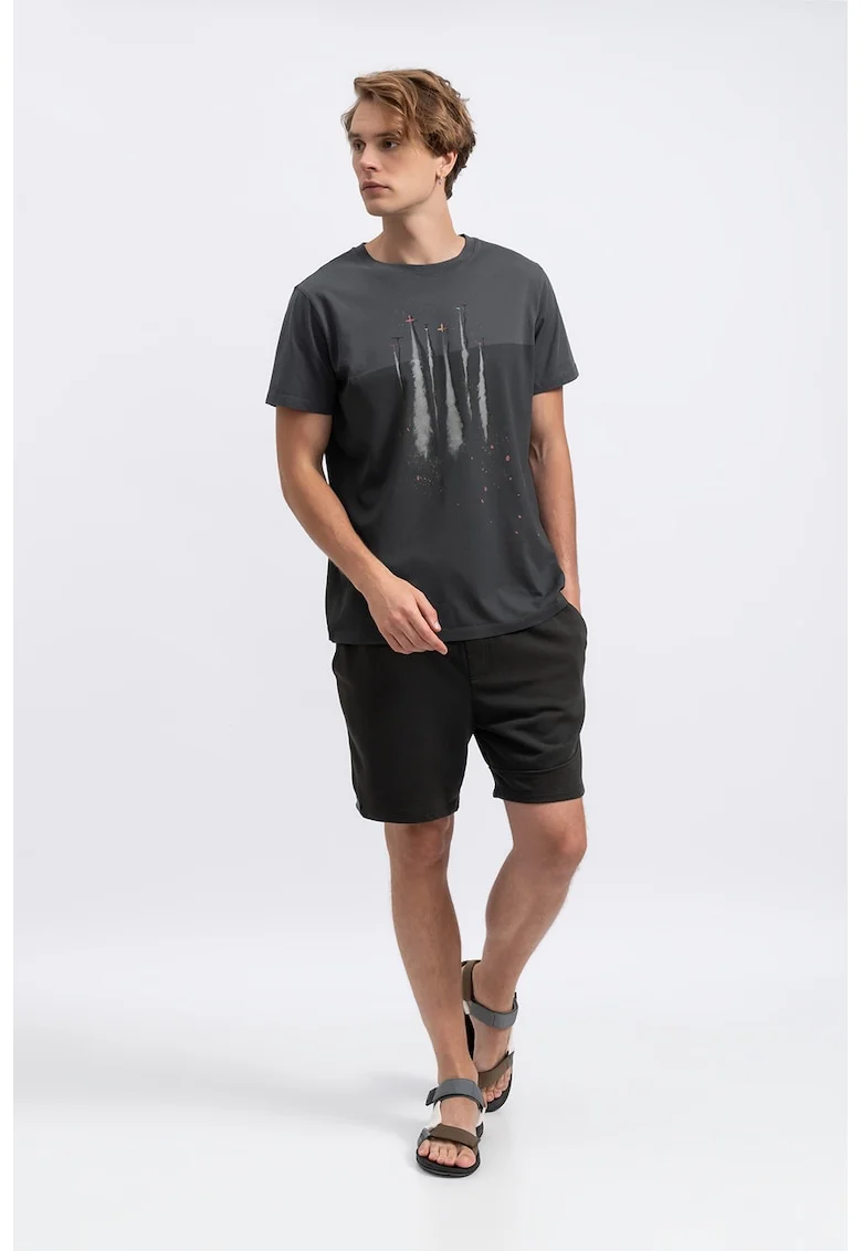 Tricou unisex cu imprimeu grafic, Gri