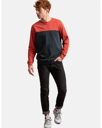 Bluza sport unisex cu model colorblock, Negru/Coral