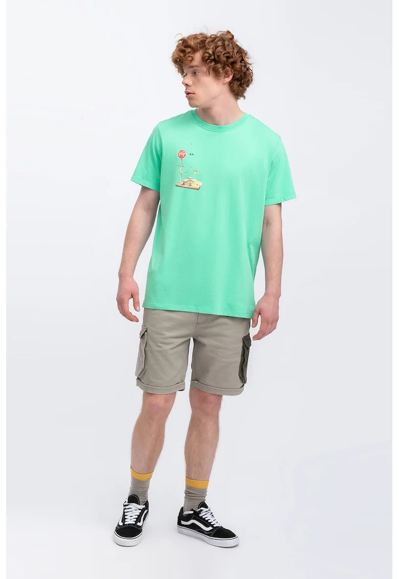 Tricou unisex regular fit cu imprimeu grafic, Albastru aquamarin