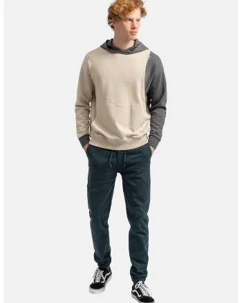 Hanorac unisex cu maneci contrastante, Alb fildes/Gri carbune