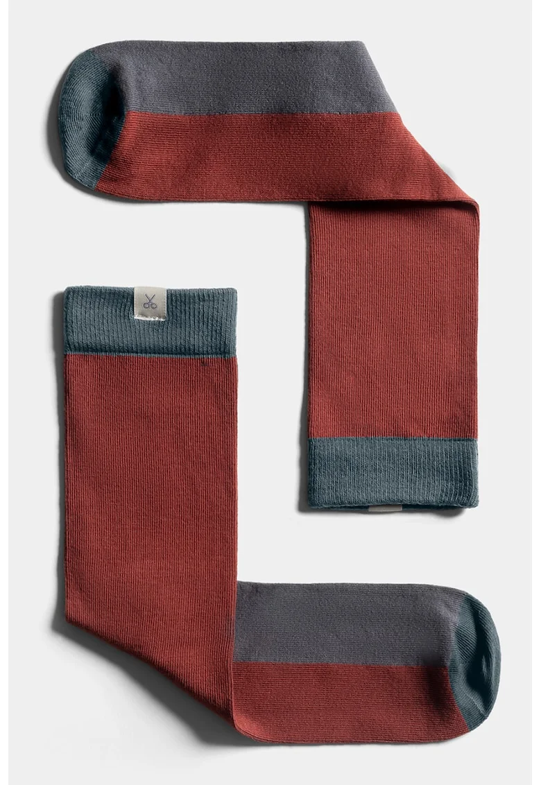 Sosete unisex lungi din amestec de bumbac, Gri/Caramiziu/Bleumarin