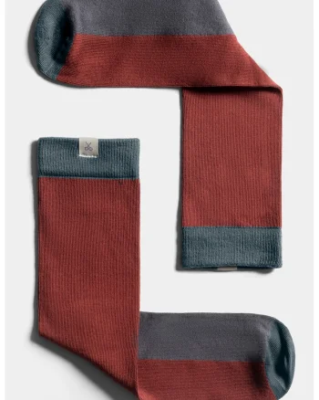 Sosete unisex lungi din amestec de bumbac, Gri/Caramiziu/Bleumarin