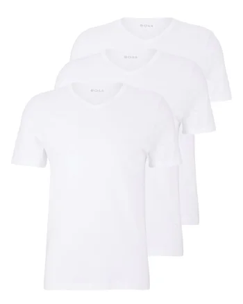 Set de tricouri de casa cu decolteu in V - 3 piese, Alb