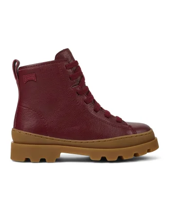 Ghete de piele cu aplicatie logo discreta Brutus 609, Rosu inchis