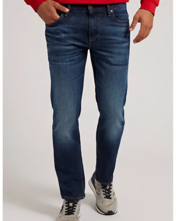 Blugi slim fit Angeles, Albastru inchis/Alb murdar