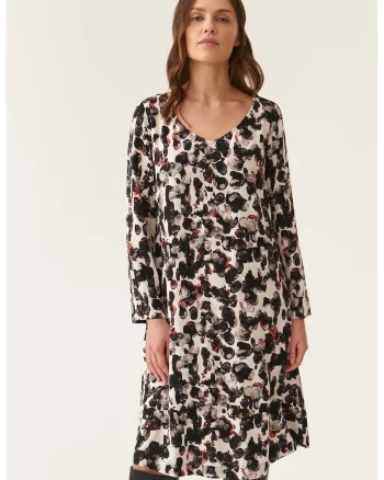 Rochie mini cu model abstract, Alb/Negru