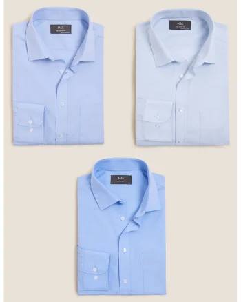 Set de camasi regular fit - 3 piese, Albastru deschis