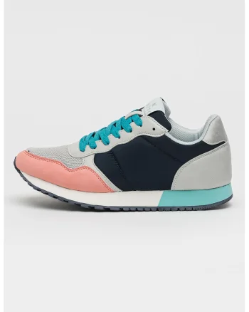 Pantofi sport cu model colorblock si sireturi, Gri/Roz