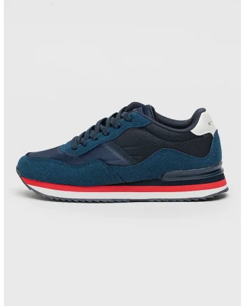 Pantofi sport cu insertii de piele ecologica, Bleumarin