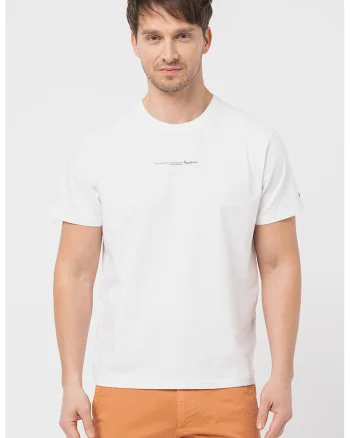 Tricou de bumbac cu logo David, Alb