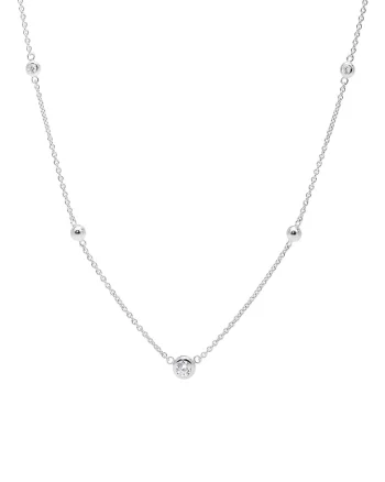 Colier de argint cu zirconia, Argintiu