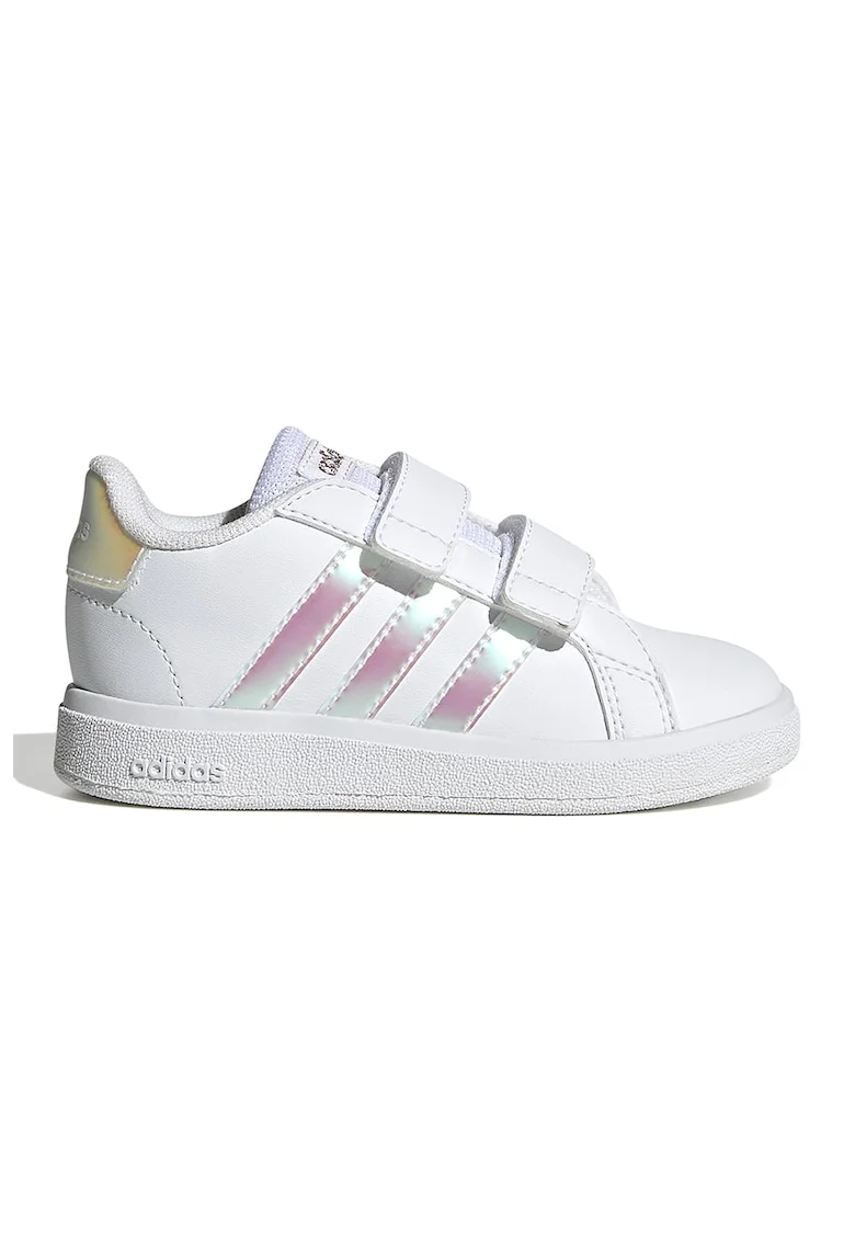Pantofi sport din piele ecologica cu barete cu inchidere velcro Grand Court 2.0, Alb/Roz
