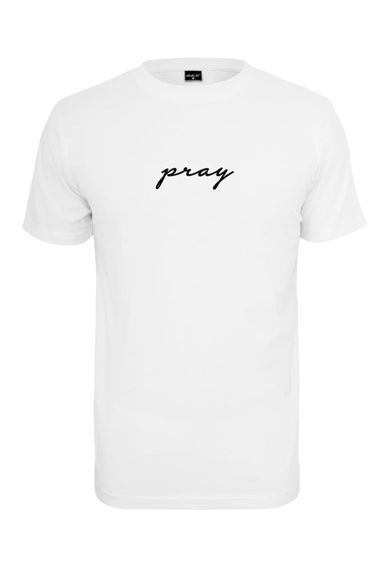 Tricou unisex de bumbac cu detaliu cu imprimeu text, Alb
