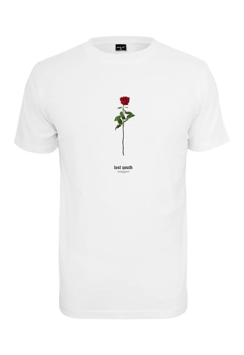 Tricou de bumbac cu decolteu la baza gatului, Alb