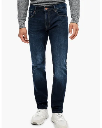 Blugi slim fit cu aspect decolorat, Bleumarin