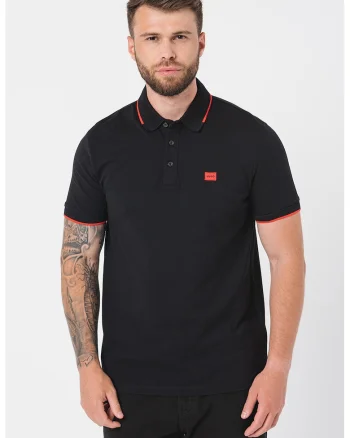 Tricou polo slim fit Deresino, Rosu/Negru