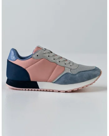 Pantofi sport colorblock cu insertii de piele intoarsa sintetica, Gri/Roz prafuit/Bleumarin