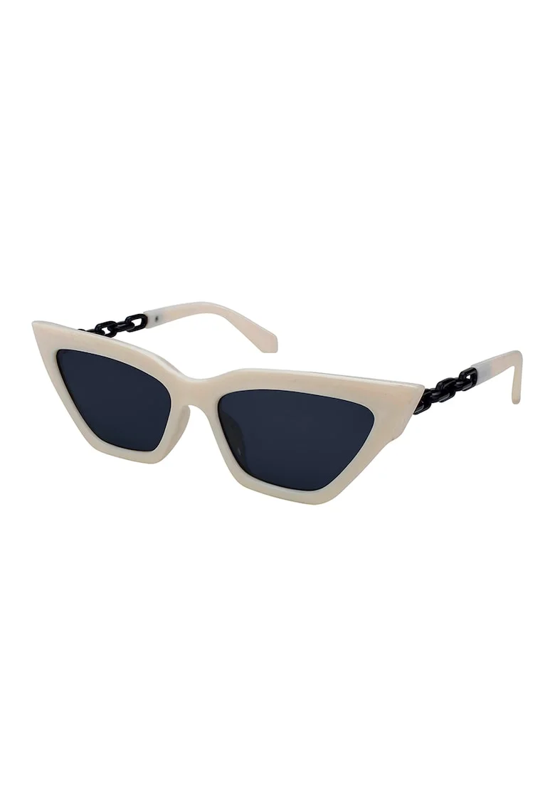 Ochelari de soare cat-eye cu lentile uni Amaya, Alb/Negru
