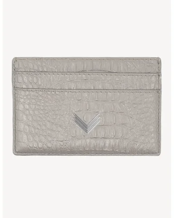 Portcart unisex de piele, Gri/Argintiu