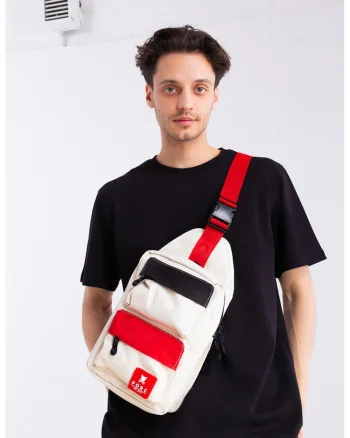 Borseta unisex Pablo, Rosu/Alb murdar