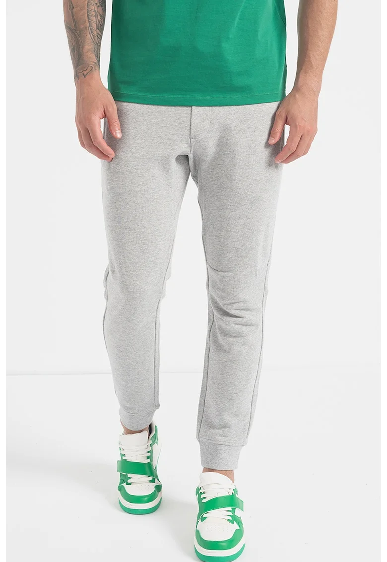 Pantaloni de trening conici cu buzunare cu fermoar, Gri melange