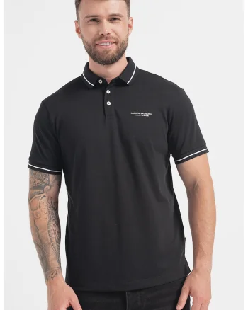 Tricou polo cu detalii contrastante, Negru