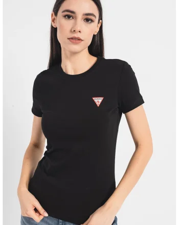 Tricou slim fit cu logo, Negru