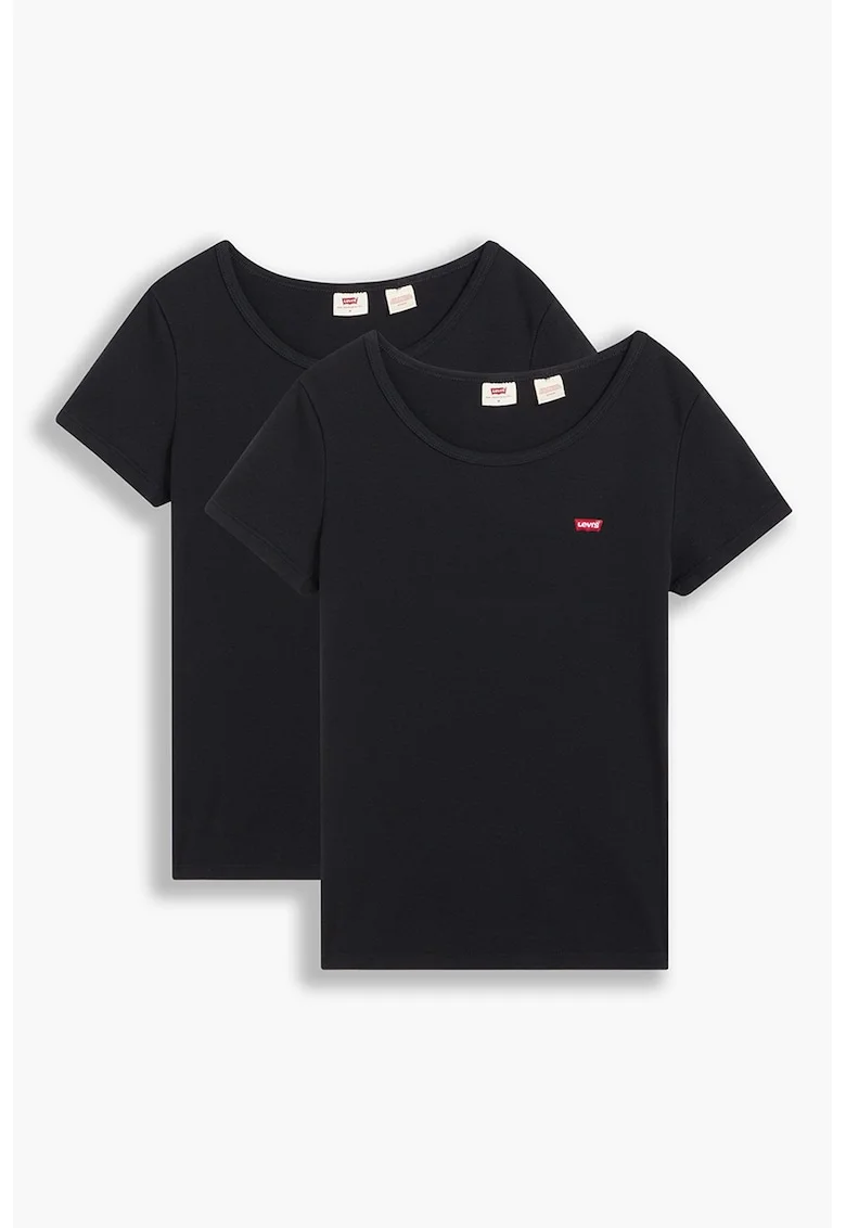 Set de tricouri slim fit din bumbac - 2 piese, Rosu/Negru