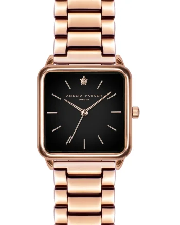 Ceas analog patrat, Auriu rose
