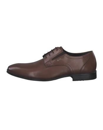 Pantofi Derby din piele cu model uni, Maro cognac
