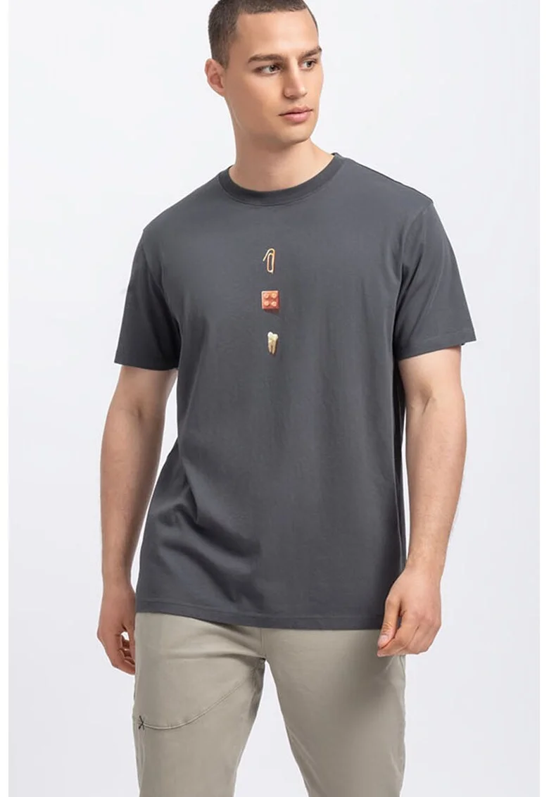 Tricou unisex cu imprimeu grafic, Gri inchis