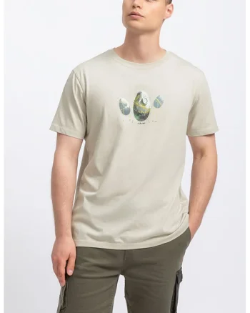 Tricou unisex de bumbac cu imprimeu pe piept, Gri deschis