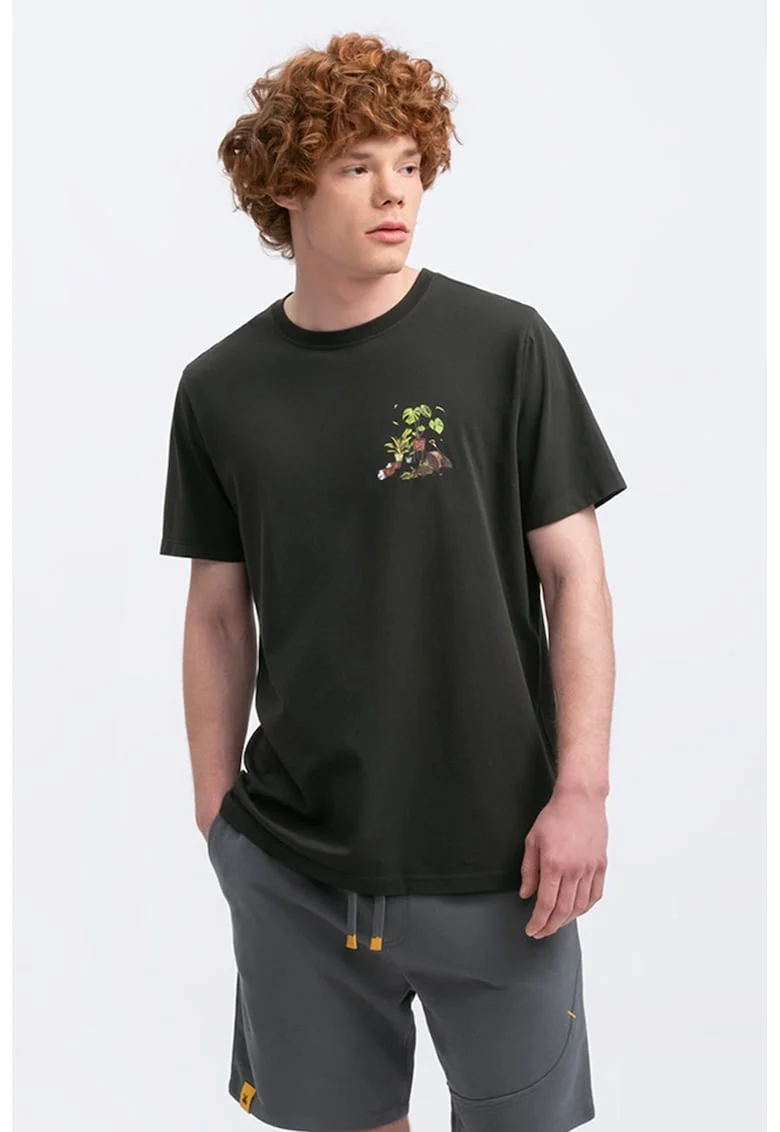 Tricou unisex cu imprimeu grafic, Gri inchis