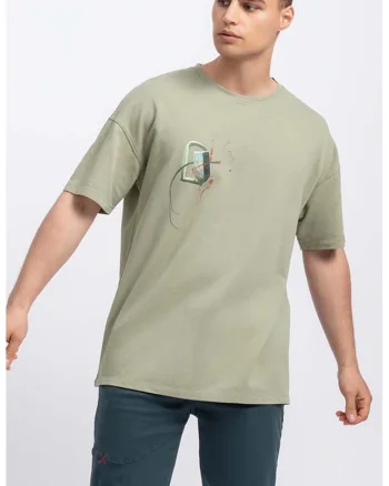Tricou unisex lejer cu imprimeu pe piept, Verde pal