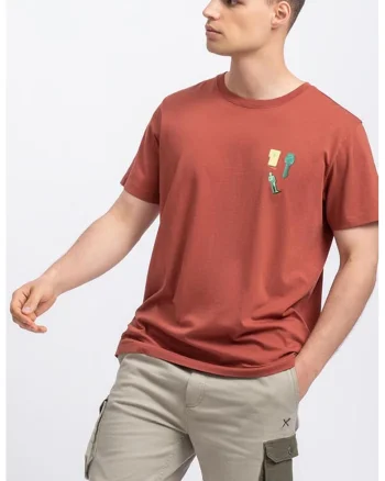 Tricou unisex de bumbac cu imprimeu, Caramiziu