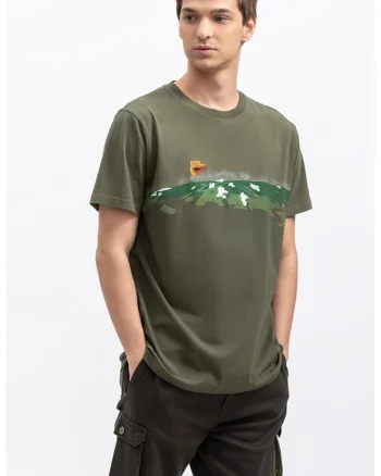 Tricou unisex cu imprimeu, Verde inchis