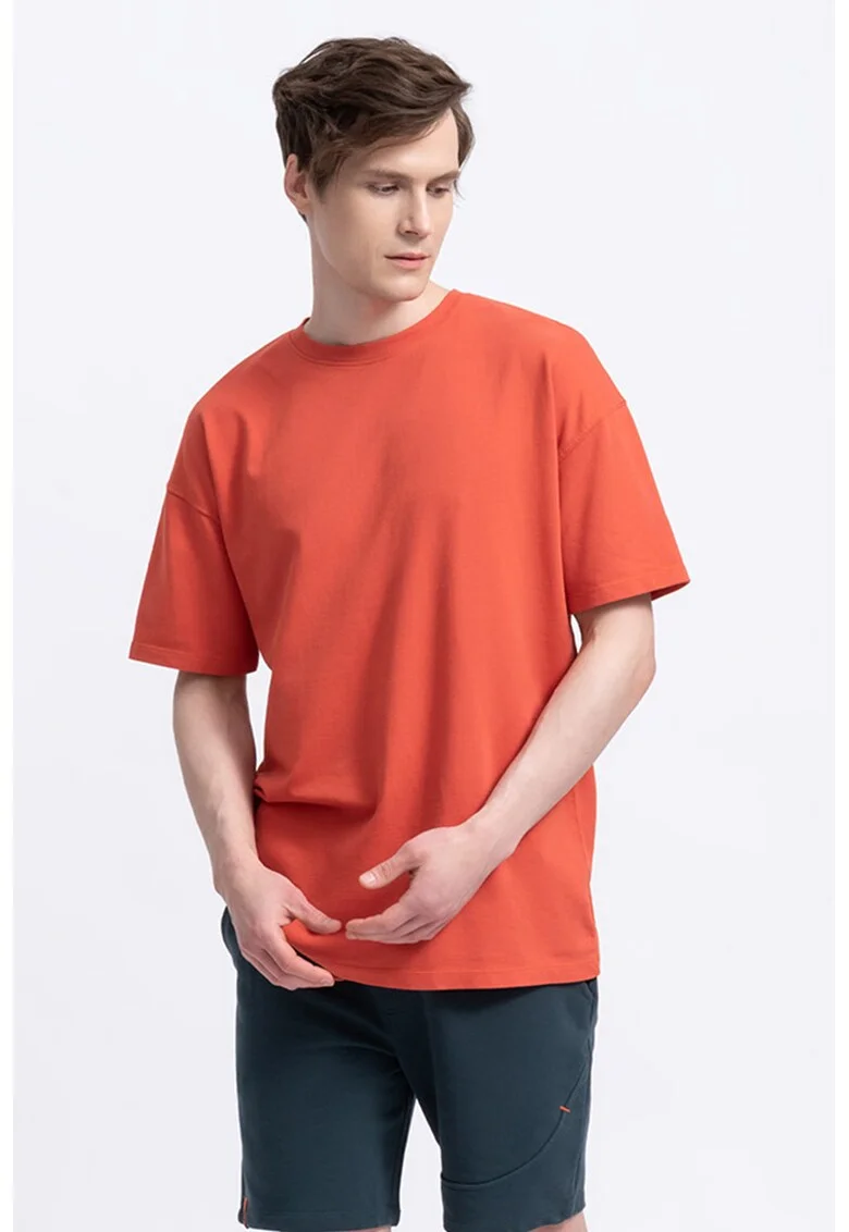 Tricou lejer unisex cu maneci cazute, Coral